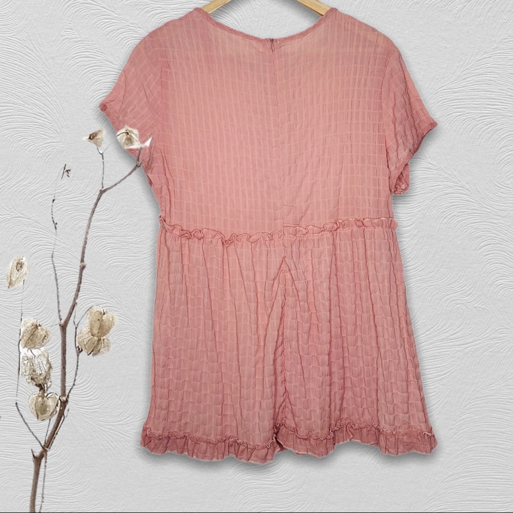 Pink Boho Ruffle Babydoll Top | L - Picture 3 of 11